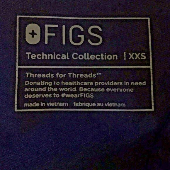 Figs Casma Three-Pocket Scrub Top Womens XXS Navy Blue Poly/Rayon/Spandex V-Neck - Picture 7 of 10